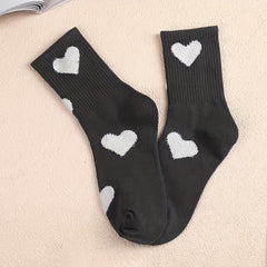 3 Pairs Heart Pattern Socks Mid Tube Stockings