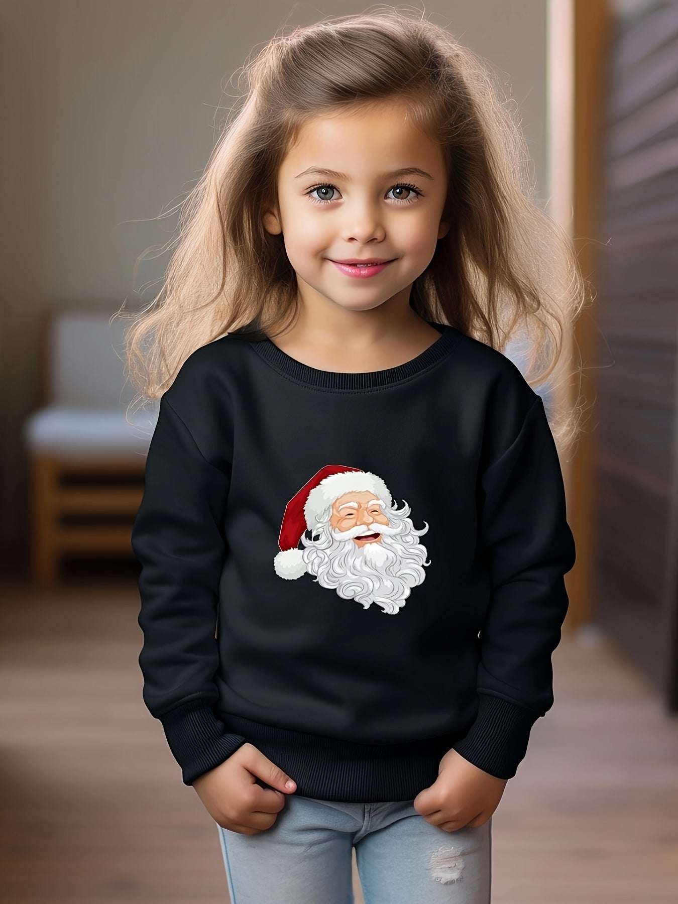OERYUI Kids Santa Print Pullover Top Spring Fall Christmas Sport