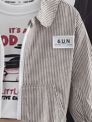 3pcs Boy's Striped Zipper Jacket & Long Sleeve Top & Cargo Pants Set