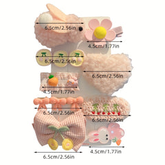 9pcs Girls Plush Bow Flower Hair Clips Decorative Hair Accessories Set