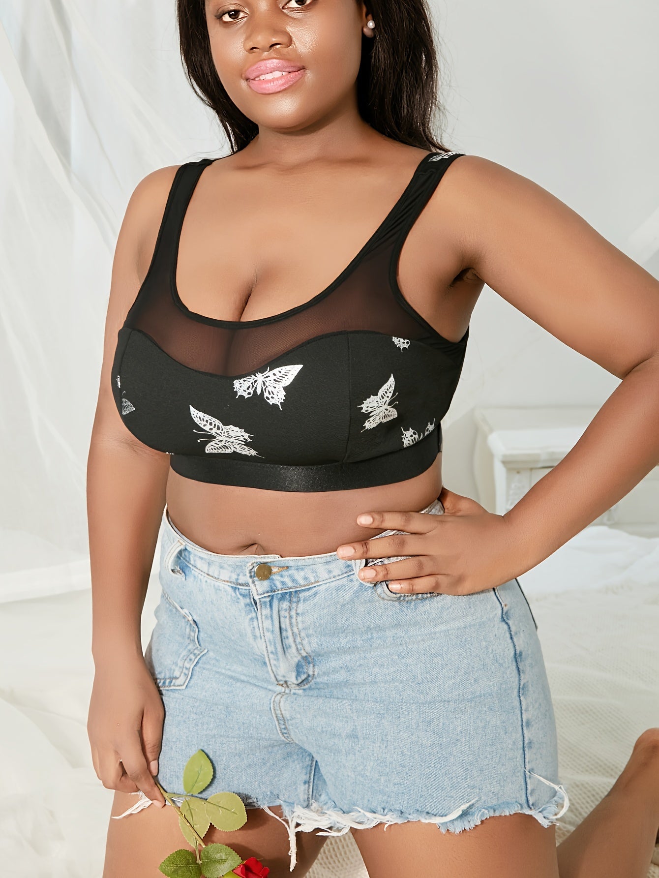 Butterfly Print High Stretch Bralette