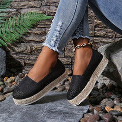 Women's Glitter Platform Espadrilles Slip On Shoes