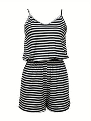 Striped Spaghetti Strap Romper Jumpsuit Women's Clothing