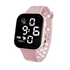 Unisex Kids Digital Watch Clear Display Silicone Band Electronic Wristwatch
