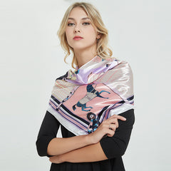 Floral Silk Blend Square Scarf Head Wrap