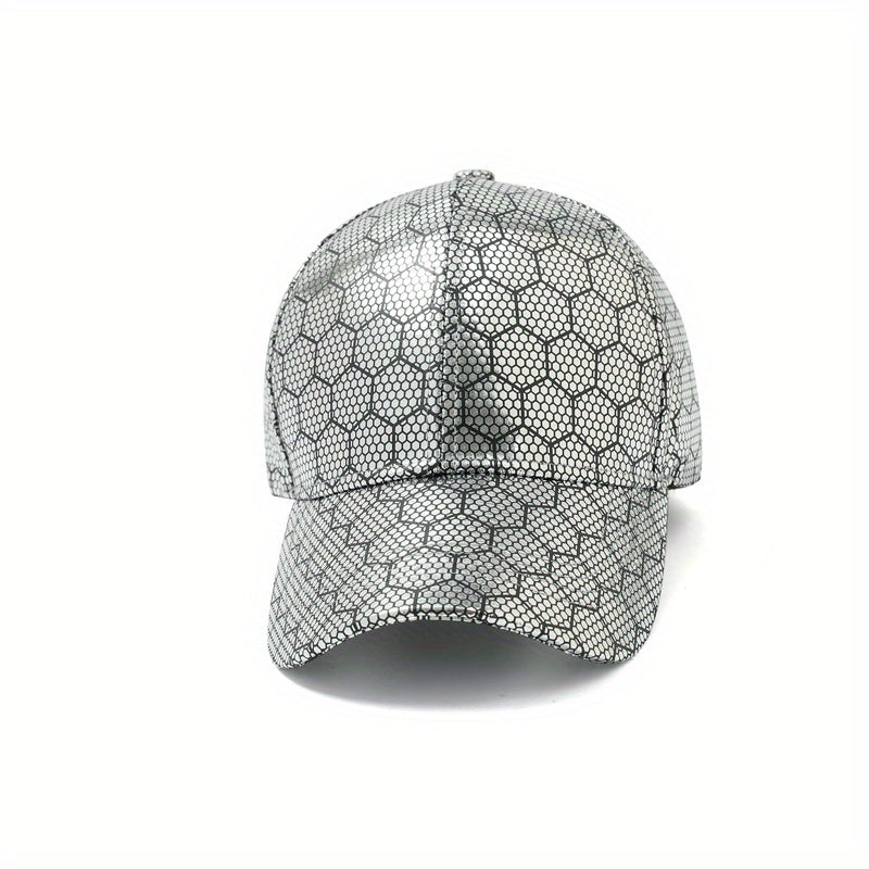 Honeycomb Patten Baseball Cap Golden Silvery Adjustable Dad Hats