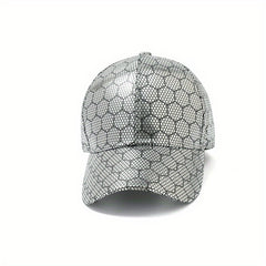 Honeycomb Patten Baseball Cap Golden Silvery Adjustable Dad Hats