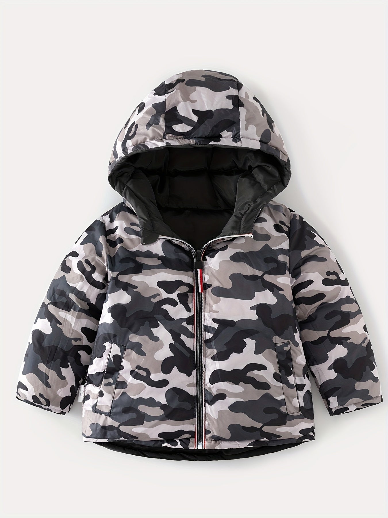 Boys Camo Puffer Coat Hooded Jacket Winter Warm Kids Clothes