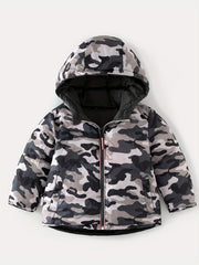 Boys Camo Puffer Coat Hooded Jacket Winter Warm Kids Clothes