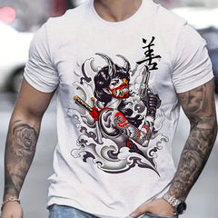 Men's Devil Pattern Sports T shirt Casual Stretch Round Neck Tee Shirt