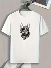 Totem Pug Print Men's Comfy T shirt for Summer