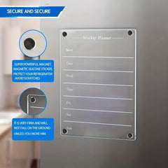 2pcs 9 x13 Clear Weekly Meal Planner Magnetic Acrylic Board