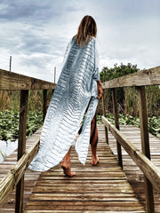 Crocodile Print Two Pieces Swimsuit Loose Fit V Neck Semi Sheer