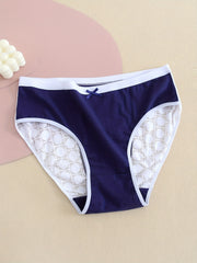 6 Pack Plus Size Seamless Colorblock Lace Briefs Set