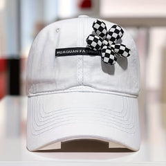 Houndstooth Flower Decor Baseball Cap Lightweight Sunscreen Dad Hats