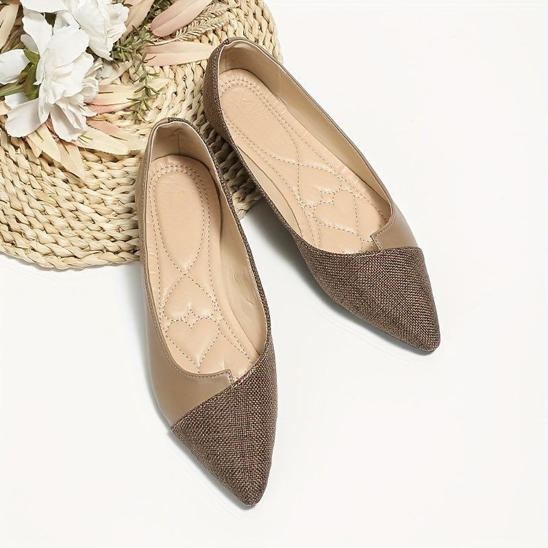 Women's Pointed Toe Ballet Flats Soft Sole Slip On Work Shoes
