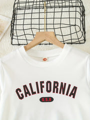 Girls California Print Crew Neck Sweatshirts Pullovers for Sports Casual Outfit
