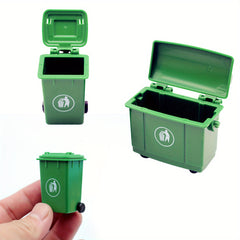 2pcs Green ABS Resin Trash Bins for Dollhouse Toy House Decor