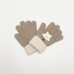Kids Macaron Cartoon Knitted Gloves for 4-12 Years Coldproof Warm Autumn Winter