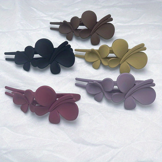 5pcs Frosted Butterfly Hair Clips Sweet Duck Billed Clips Hair Barrette