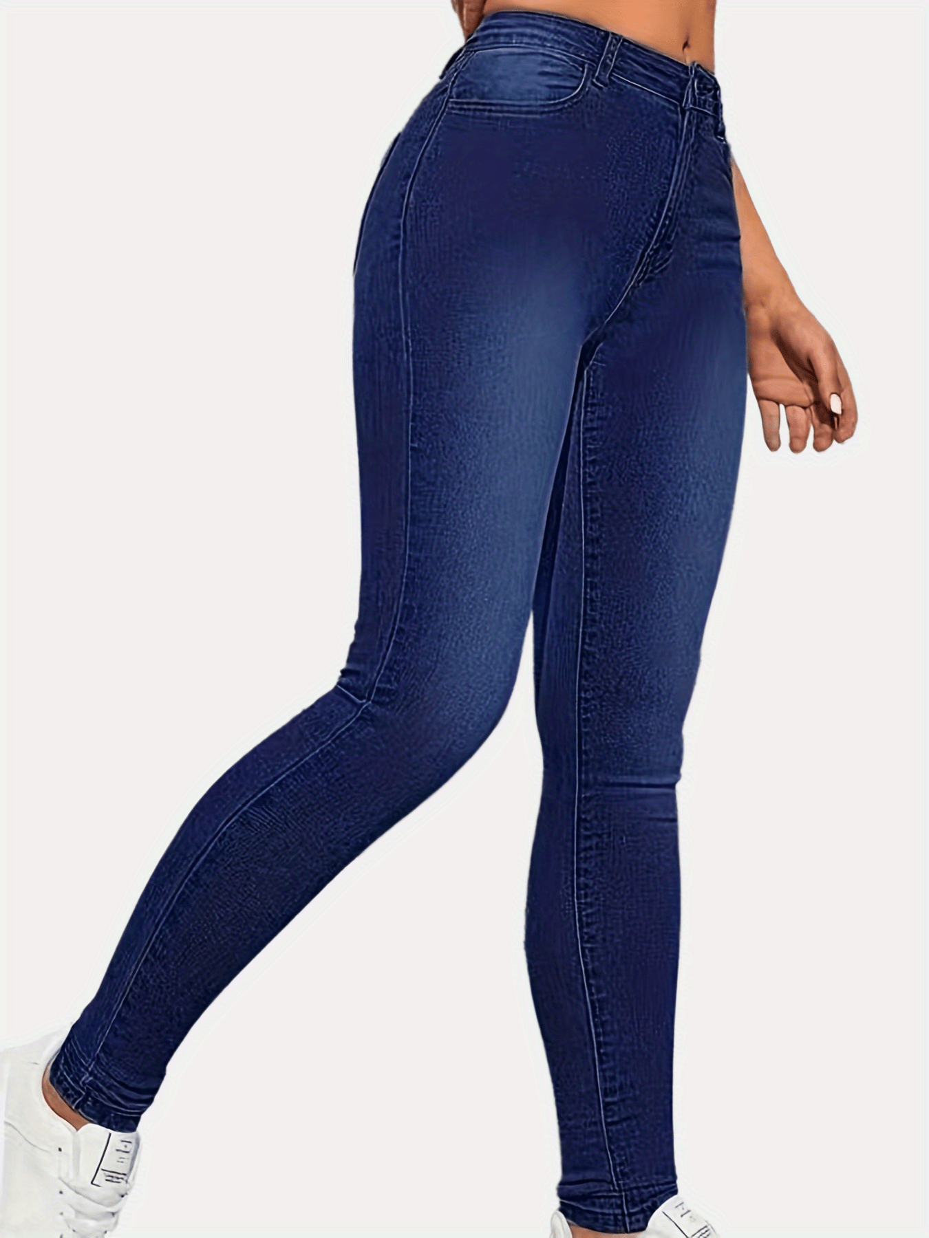 High Rise Skinny Jeans Solid High Stretch Denim Pants