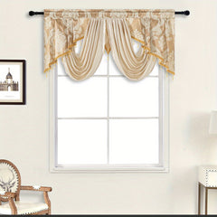 Retro Jacquard Valance Tassel Double Wave Curtain Head