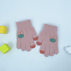 Kids' Winter Ski & Cycling Gloves Coldproof Rabbit Cartoon Knitted Gloves, Ages