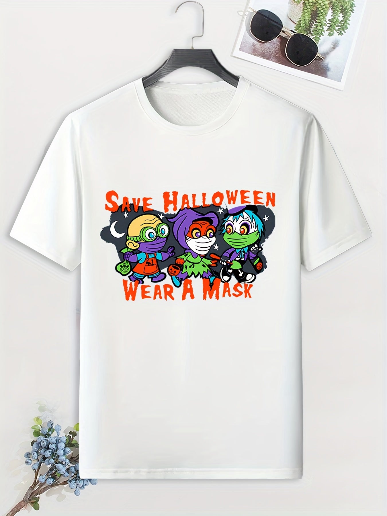 Men's Halloween Print T shirt Active Stretch Tee Outdoor