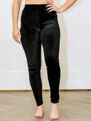 Solid Velvet High Rise Leggings
