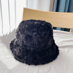 Rabbit Hair Hat Bucket Hat Short Curly Hair Velvet Warm Cap