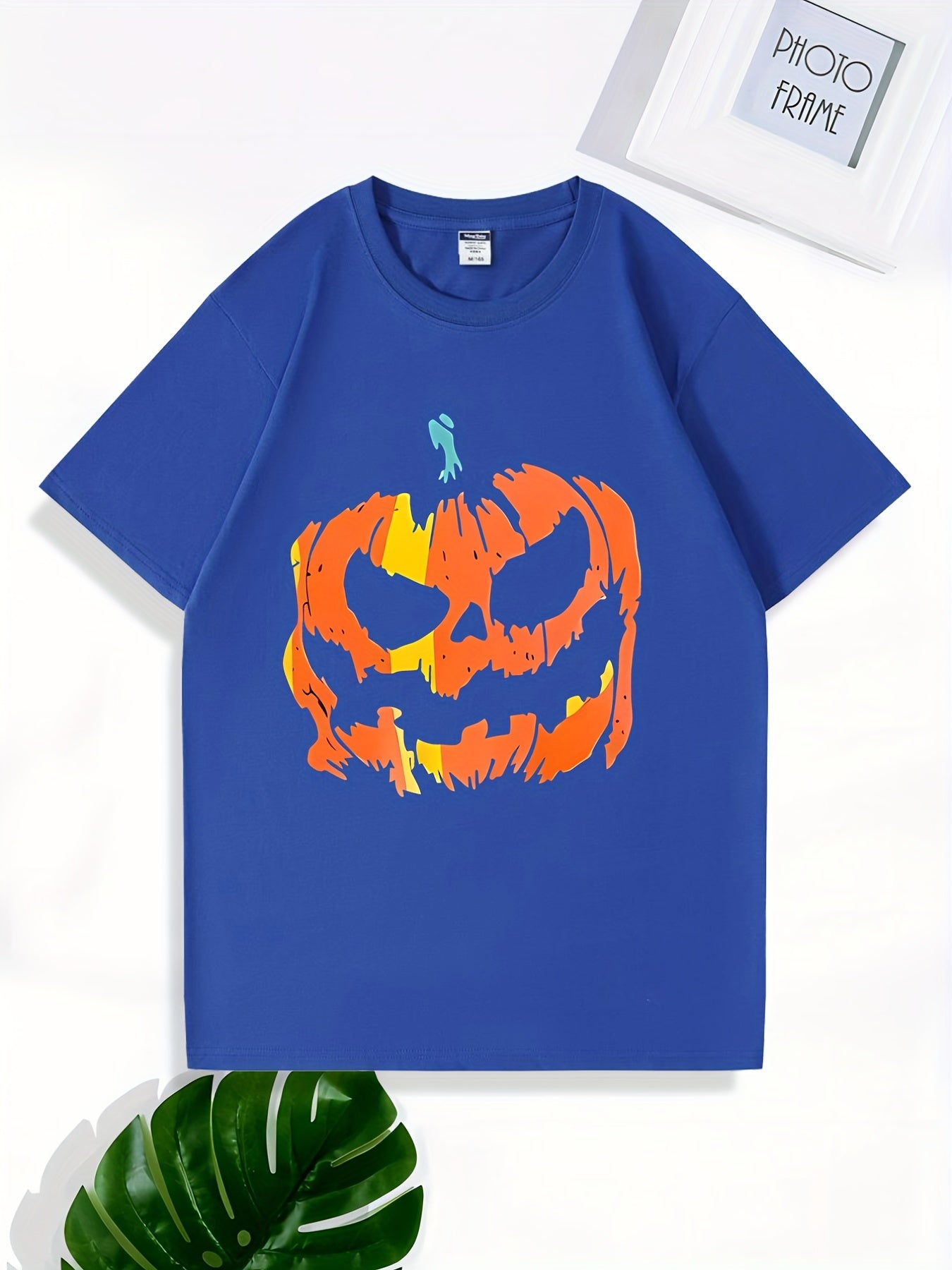 Halloween Pumpkin Pattern Print Men's Graphic Crew Neck Active T shirt