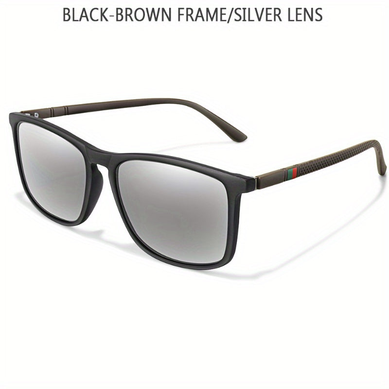 Men's Square Polarized Sunglasses Large Frame Retro Driving Fishing Sunglasses