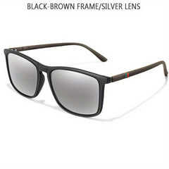 Men's Square Polarized Sunglasses Large Frame Retro Driving Fishing Sunglasses