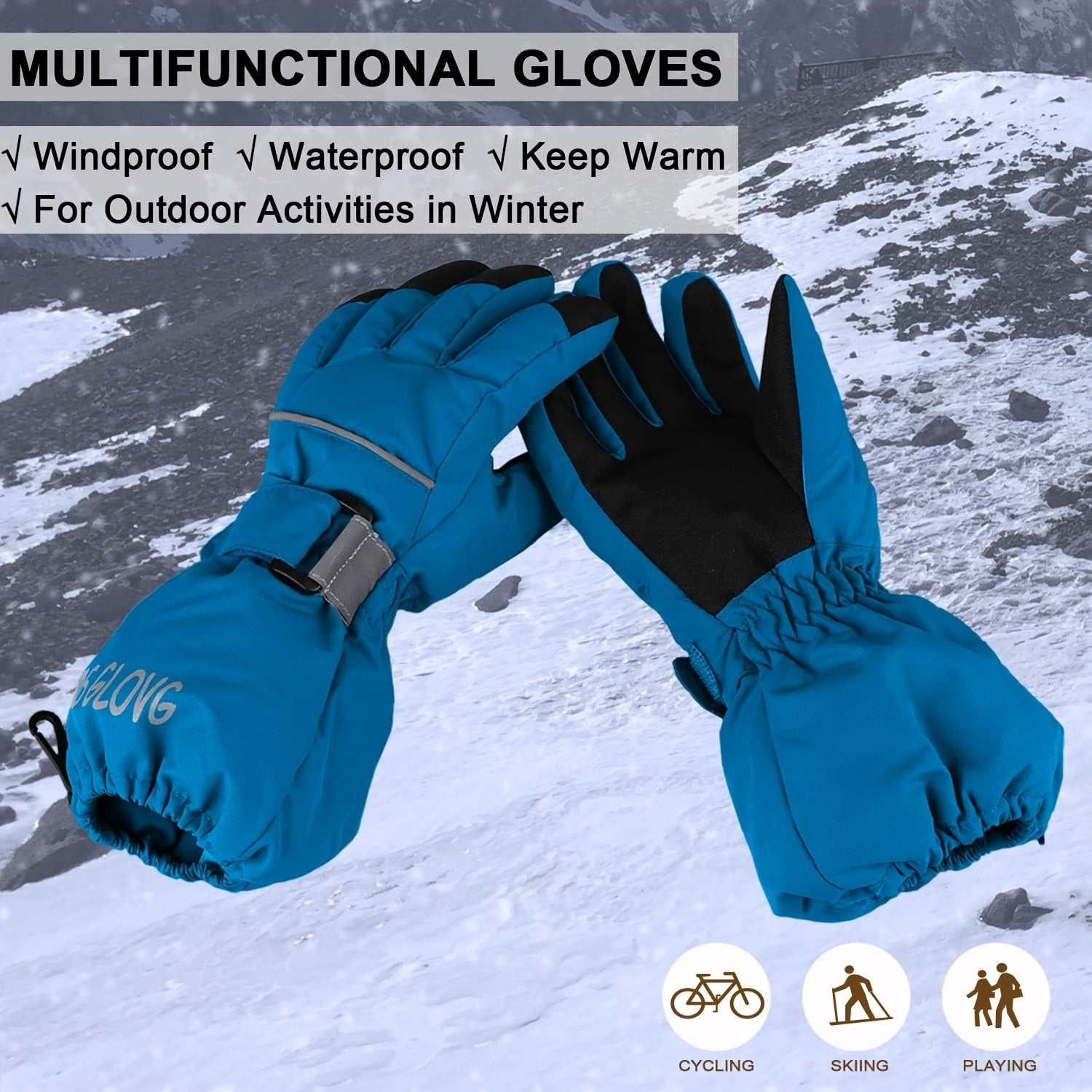 Kids Winter Fleece Mittens - Waterproof Warm Gloves for Boys & Girls