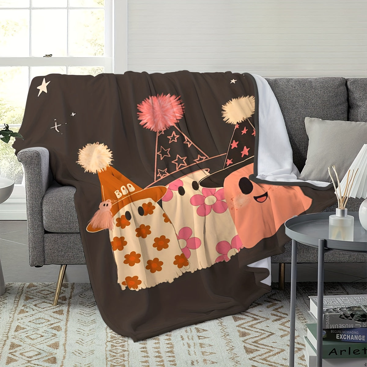 Christmas Ghost Printed Flannel Decoration Blanket - Soft Winter Warm Blanket
