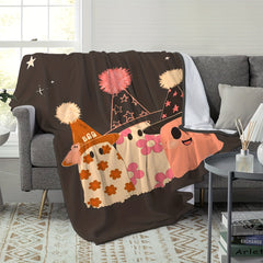 Christmas Ghost Printed Flannel Decoration Blanket - Soft Winter Warm Blanket