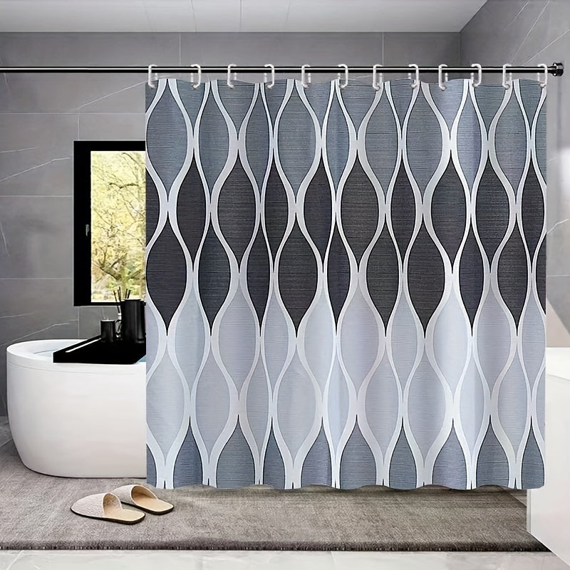 Non Slip Waterproof Shower Curtain Set with 12 Hooks