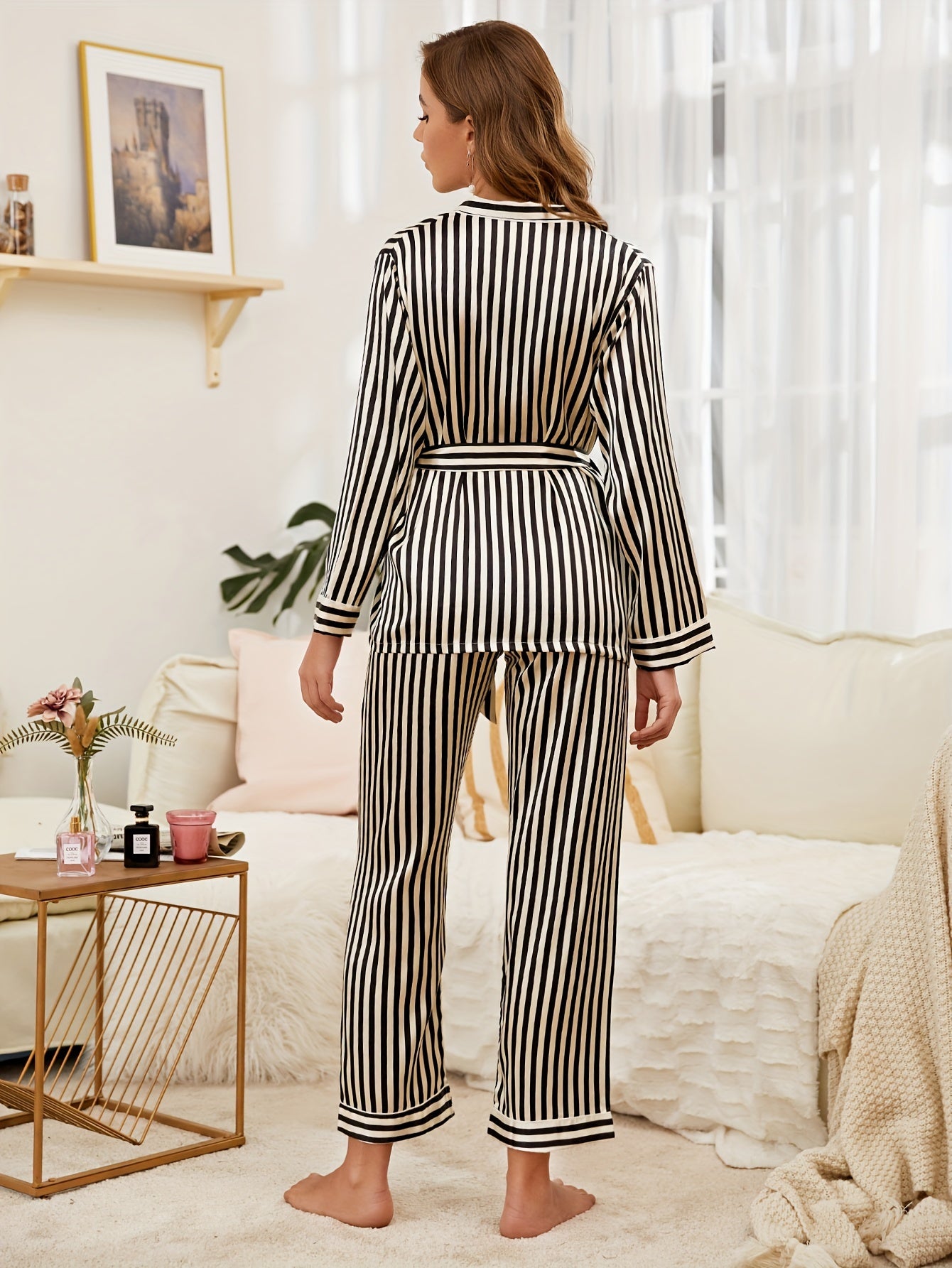 Floral Print Pajama Set with Robe & Pants