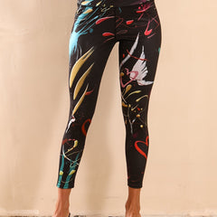 Graffiti Print Yoga Workout Pants Stretch Leggings Women Activewear