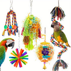 5pcs Parrot Chew Toys Fun Hanging Knot Toys for Bird Entertainment