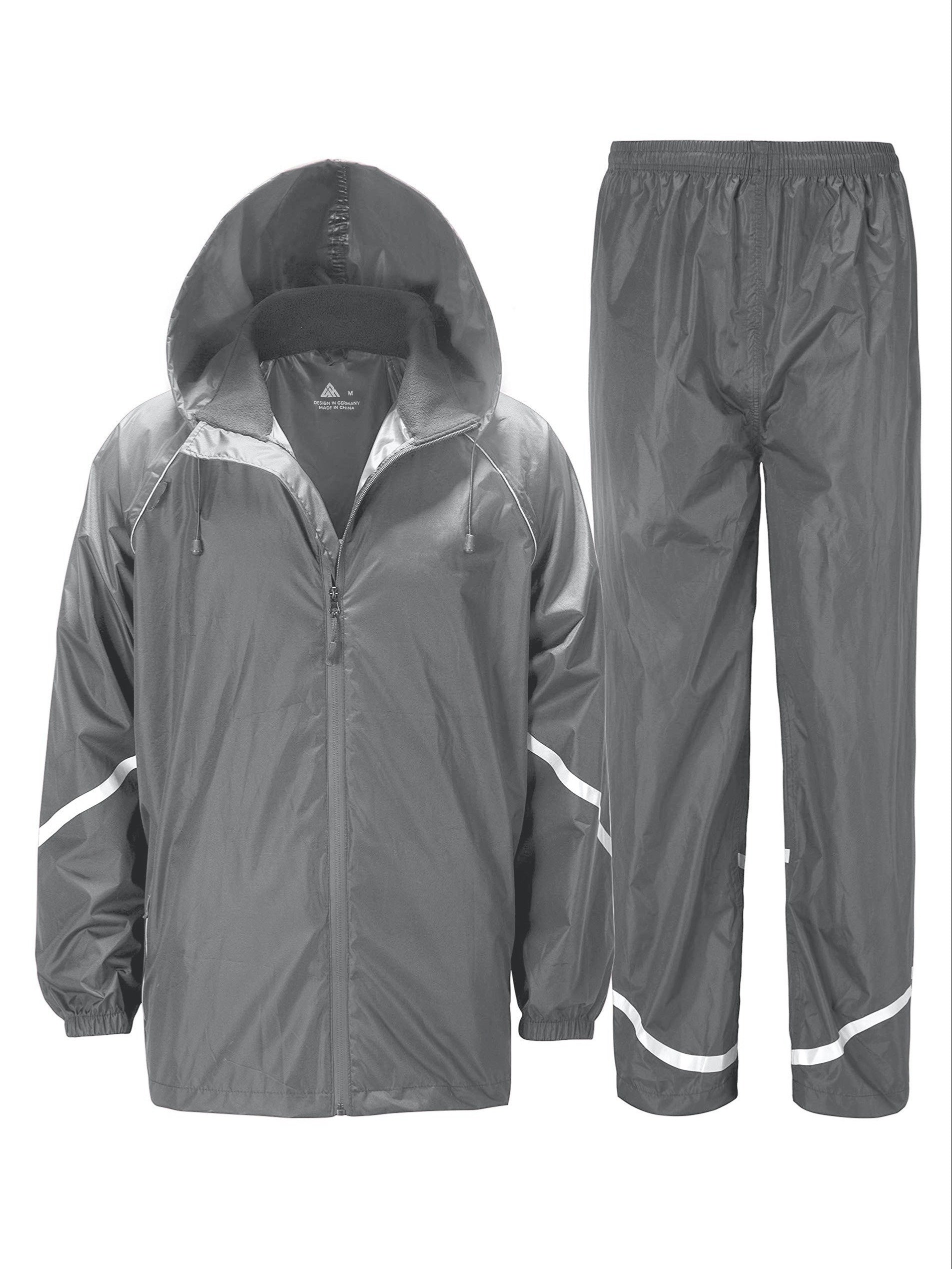 Men's Waterproof Rain Suit Set Lightweight Hooded Rainwear