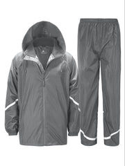 Men's Waterproof Rain Suit Set Lightweight Hooded Rainwear
