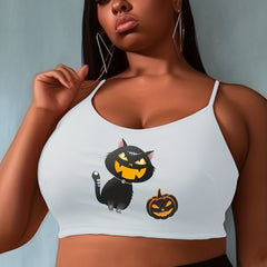 Halloween Cat & Pumpkin Print Cami Top