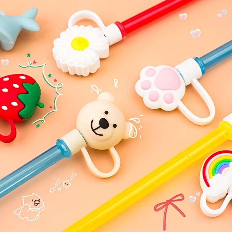 Cartoon Silicone Straw Plug Dustproof Reusable Straw Plug