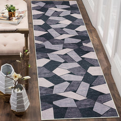 Grey Boho Tribal Area Rug Vintage Distressed Small Entrance Rug