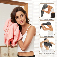 2 Large Microfiber Hair Towels Absorbent & Quick Dry Hair Drying