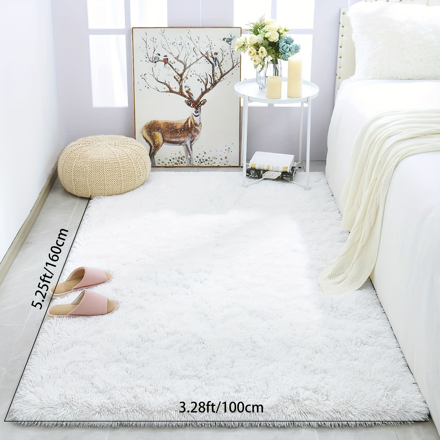 Large Plush Rug 3' x 28ft, 5' x 25ft - Non Slip Washable Soft Area Carpet