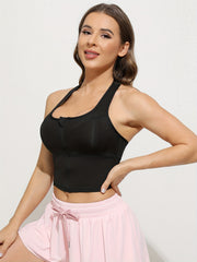 Women's Solid Sport Fitness Tank Top - Sleeveless Crop Top