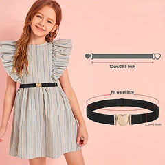 Girls Heart Buckle Belt Adjustable Elastic Kids Belt