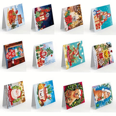 12pcs DIY Christmas Cards Diamonds Drawing Kit for Kids